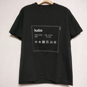 4-0525S∞kudos ケアタグ 半袖Ｔシャツ カットソー ブラック クードス F94503