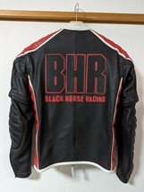 カドヤ KADOYA BHR BLACKHORSE パンチング　革ジャン ブラック レッド 本革 ライダースジャケット シングルライダース バイクウェア_画像1
