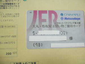 ＊最新　Jフロント株主優待カード　女性名儀　限度額２００万円　202５年5月末迄有効　送料無料　