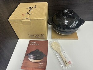 I245-X1-418 length .. earthenware pot rice saucepan sickle kama . san CT-03 direct fire exclusive use Iga . made in Japan dishmat present condition goods ①