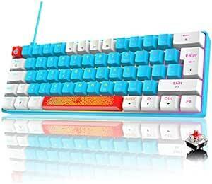 ゲーミングキーボード メカニカルキーボード テンキーレス 61キー 青軸 RGBバックライト付き 60％小型 コンパクトキーボード