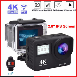 アクションカメラ スポーツカム 4K ウルトラHD IPS LCD WiFi 16MP 30m防水 プロスポーツ ビデオカメラリモコン付き