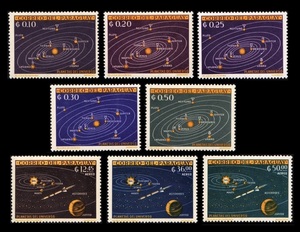 cκ405y2-2P　パラグアイ1962年　太陽系・惑星・宇宙・8枚完