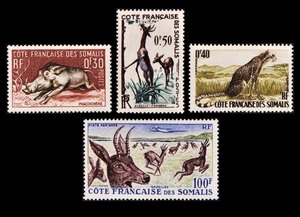 cκ774y1-9S　ソマリコースト1958年　イノシシなど・各種動物・4枚完