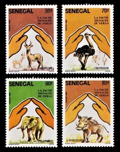 zα244y1-4s　セネガル1987年　フェルロの自然保護・4枚完