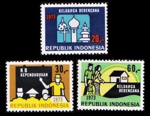 zα4y3-2i　インドネシア1973年　家族計画・3枚完