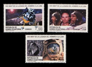 cκ749y1-4E　赤道ギニア1994年　宇宙・人類初月面着陸25周年・3枚完　