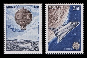 zα290y5-6m　モナコ1983年　熱気球とスペースシャトル・2枚完
