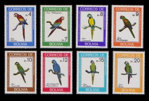 cκ230y2-6B2　ボリビア1981年　オウム・鳥・8枚完