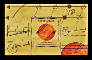 cκ268ｙ1-10S　南アフリカ2012年　金星の太陽通過・シート　10.5×6.5㎝