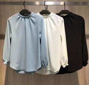 theory/ theory / stand-up collar gya The - blouse /sizeS/ black / washer bru type 