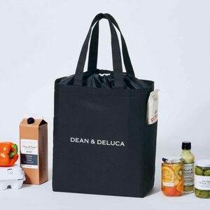 DEAN ＆ DELUCA 保冷＊機能付き デイリーBIGトート 大容量 ブラック シンプル デザイン 天面巾着 両サイド ポケット付き