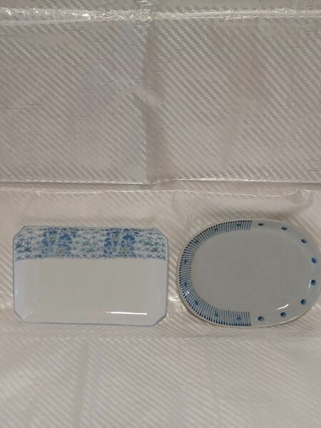 光峰窯 陶器 角皿◆和田窯 陶器 卵形皿 2客分