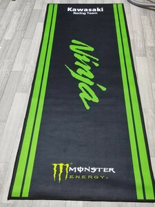 GW特価　大　80cm x 200cm ピットマット　バイクマット メンテナンスマット　ninja monster energy モンスターエナジー　緑