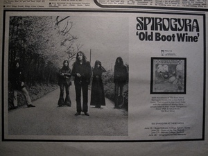 SPIROGYRA( Spy ro Jai la) f/Barbara Gaskin*OLD BOOT WINE* редкостный альбом +gig реклама *[MELODY MAKER]. бумага [1972 год ]