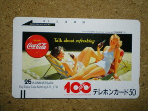 cola・110-8487　富士コカコーラ　100年　美脚　未使用　50度数　テレカ