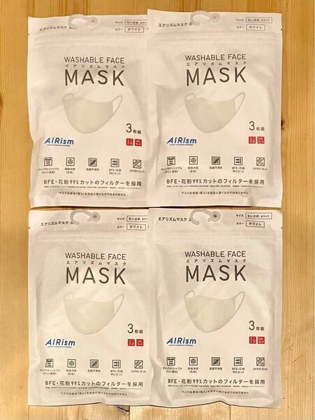 UNIQLOユニクロ エアリズムマスク ちいさめ（Mサイズ） ホワイト 4袋（3枚/袋）