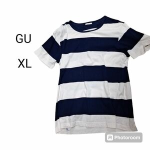 GU ジーユー　XL LL Tシャツ ボーダー　 ネイビー　 ホワイト　紺　白　大きいサイズ