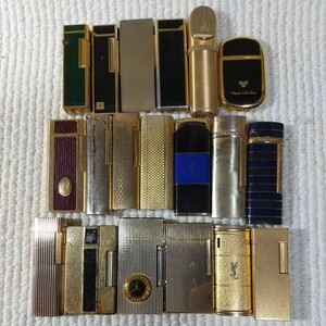  б/у товар газовая зажигалка совместно 19 позиций комплект Gold Vintage зажигалка yves saint laurent /cartier/PENGUIN/maruman/GIVENCHY др. 