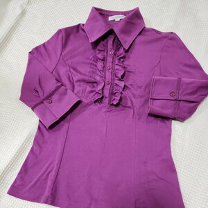 NARACAMICIE чрезвычайно замечательный оборка cut and sewn tops 0 фиолетовый лиловый 7 минут Cotton100 перевод с дефектом 