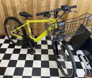 [ Gifu шесть статья самовывоз теплый прием ] Bridgestone велосипед с электроприводом настоящий storm RS615 neon желтый работа, аккумулятор зарядка подтверждено 
