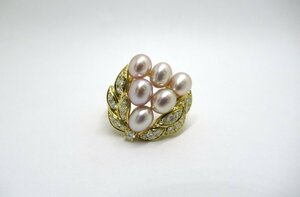  Mikimoto MIKIMOTO K18 жемчуг diamond 0.38ct кольцо #12 номер жемчуг кольцо Gold разряд A BRJ* ювелирные изделия 