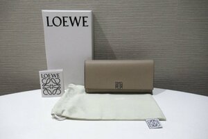 LOEWE ロエベ アナグラム コンティネンタルウォレット サンド ベージュ 財布 長財布 アナグラム 革 BOX付 中古 ランクA BRB・バッグ・財布