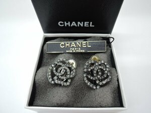 CHANEL シャネル イヤリング カメリア ラインストーン入り BOX付 ABランク アクセサリー 小物 BRB・バッグ・財布