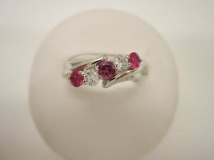 【新品磨き済】Pt プラチナ ルビー0.45ct ダイヤ0.24ct 指輪 リング サイズ12号 ジュエリー アクセサリー レディース NBJ