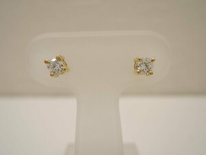 【新品仕上げ済】 K18 ダイア 一粒 ピアス 両耳 アクセサリー ゴールド ランクA diamond NBJ