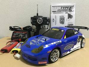 タミヤ1/10 TT-01 typeE・メカ付・フルベア・オプション＋HPIレーシング(ポルシェ911)ボディ【各部チェック・作動確認済み】