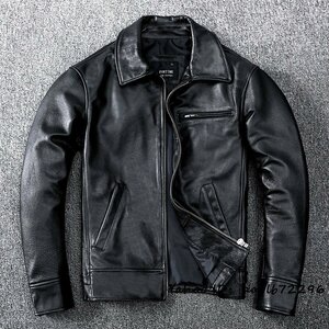 35万■最上級*ナッパ 本革 レザージャケット バイクウェア ライダー 革ジャン 牛革 バイクジャケット メンズ ライダース 超豪華 細身 S