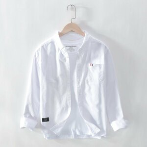 新品 メンズシャツ 長袖シャツ ワイシャツ ボーダー カジュアル 紳士服 スリム 無地 通勤 お洒落 上質 カジュアル 心地良し 白系 M