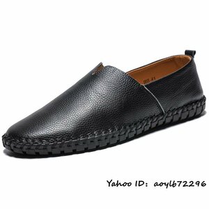  new goods * Loafer men's driving shoes handmade high class cow leather slip-on shoes men's shoes light weight ventilation comfortable gentleman shoes black 26.5cm