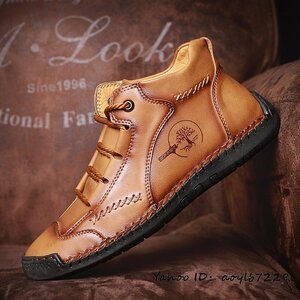  regular goods * walking shoes original leather shoes cow leather men's boots gentleman shoes sneakers outdoor light weight ventilation camp Brown 24.5cm