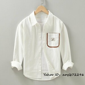 極美品★長袖シャツ メンズシャツ 柔らか ワイシャツ ハイセンス 春秋シャツ 切替 Tシャツ カジュアル 心地良し お洒落 三色 ホワイト 3XL