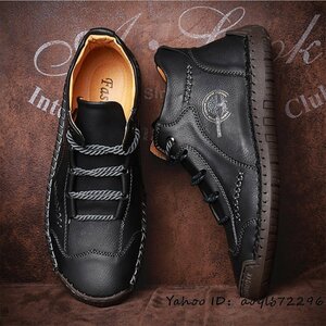  regular goods * walking shoes original leather shoes cow leather men's boots gentleman shoes sneakers outdoor light weight ventilation camp black 25.0cm