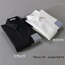 完売◆長袖シャツ メンズ 白シャツ コットンシャツ 切替 ストライプ柄 春夏秋 超希少 心地良し カジュアル 柔らか お洒落 ブラック XL_画像6