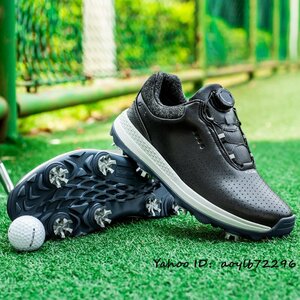  new goods * golf shoes dial type Fit feeling men's sport shoes soft spike light weight .. elasticity . sport shoes . slide enduring . ventilation black series 25cm