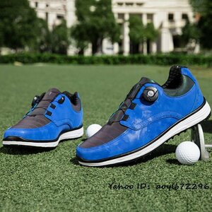  high class goods golf shoes strong grip soft spike sport shoes Fit feeling light weight sport shoes new goods elasticity . ventilation . slide enduring . blue 25cm