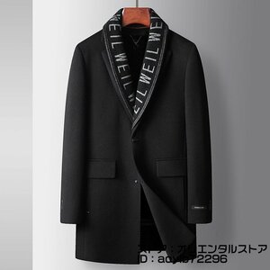 最高級*17万 ビジネスコート ウールコート アウター コート ジャケット チェスターコート ロングコート ウール 紳士服 厚手 ブラック 3XL