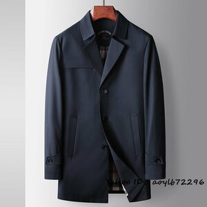 最高級◆コート メンズ テーラードジャケット チェスターコート スプリングコート ビジネスジャケット アウター 春秋 通勤 ネイビー XL