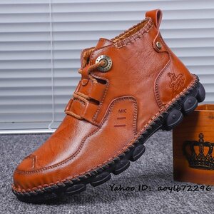  новый товар прогулочные туфли мужской альпинизм обувь телячья кожа кожа обувь - ikatto ботинки супер редкий уличный легкий "дышит" выдающийся Brown 26.5cm