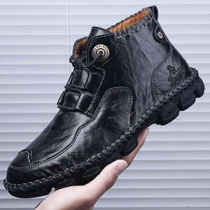  new goods walking shoes men's mountain climbing shoes cow leather leather shoes is ikatto boots super rare outdoor light weight ventilation eminent black 26.5cm