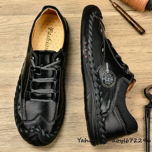  new goods walking men's trekking shoes worker handmade driving shoes Loafer slip-on shoes high class cow leather mountain climbing shoes 24.5~26.0cm selection 