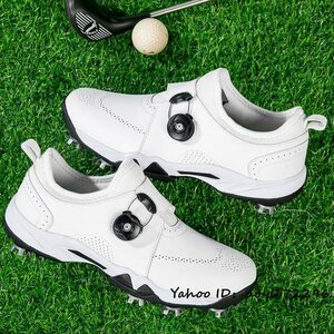 超美品 ゴルフシューズ 新品 ダイヤル式 スポーツシューズ 運動靴 メンズ 幅広い フィット感 軽量 防水 防滑 耐磨 弾力性 ホワイト 26.5cm