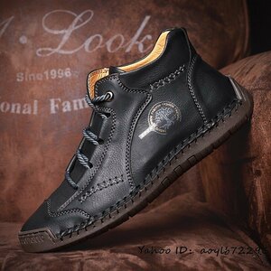  regular goods * walking shoes original leather shoes cow leather men's boots gentleman shoes sneakers outdoor light weight ventilation camp black 26.0cm