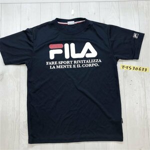 美品！FILA フィラ レディース ロゴプリント ドライ 半袖Tシャツ M ネイビー