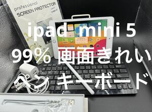 99％SIMフリー★iPadmini5スタイラスペンシルキーボードケーブル充電器シート