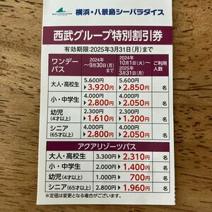 八景島シーパラダイス　シーパラ　特別割引券　クーポン 入場券　ワンデーパス　来年まで